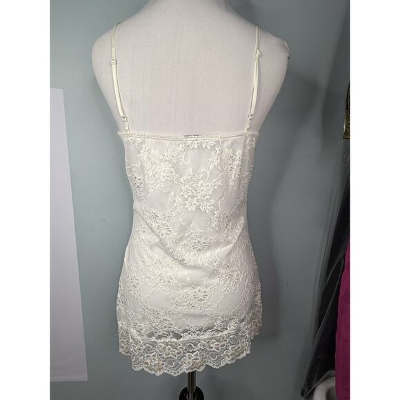 Vtg Y2K Lace Cami Tank Top Jrs L Fairycore Angel Delicate Soft Girl Ethereal - Picture 4 of 9